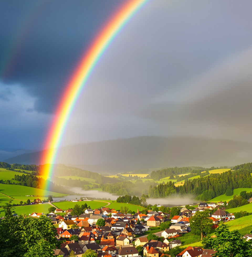 Saw a beautiful rainbow just now over Notre Dame Du Laus! A perfect reminder that even small, natural phenomena can bring such unexpected joy. Truly brightened my day.