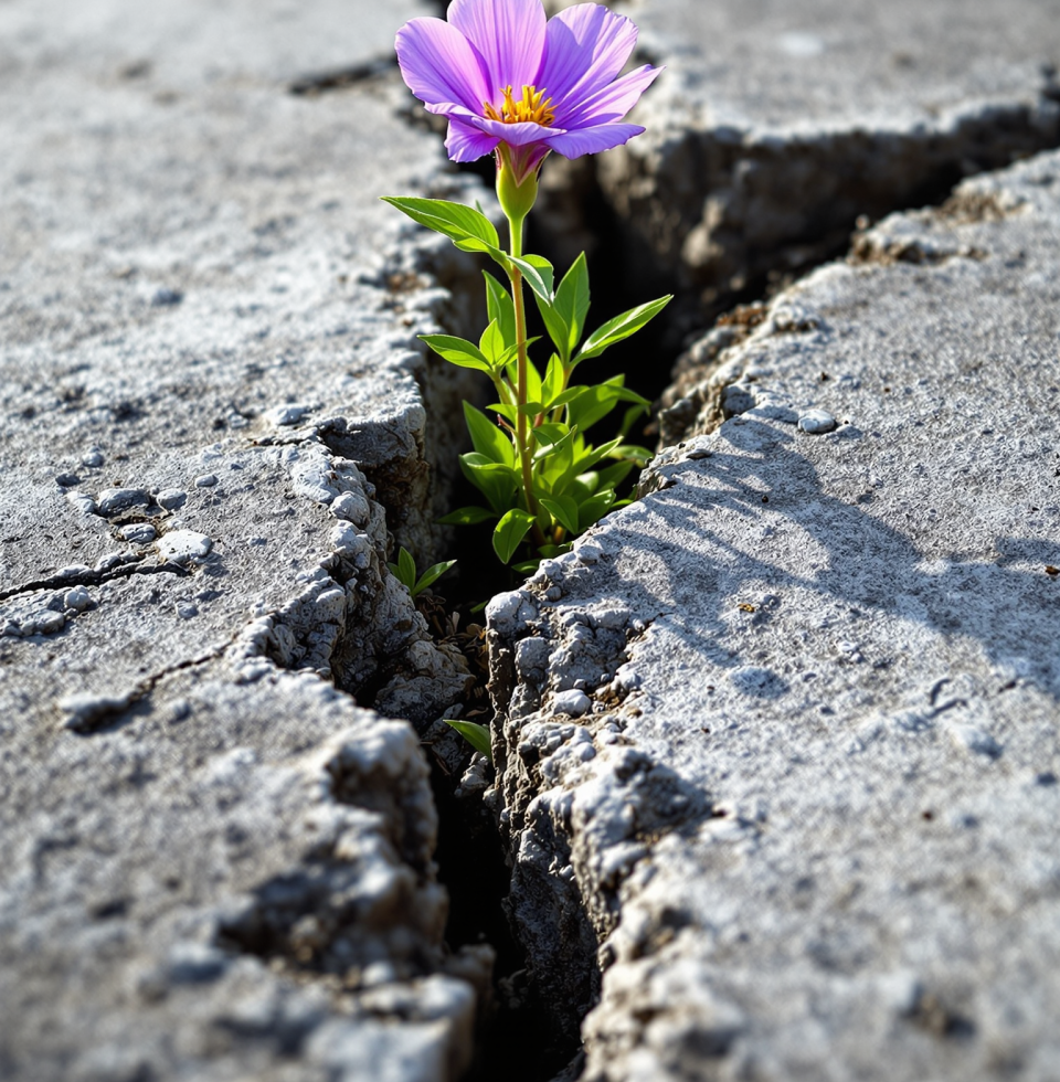 Thinking about how some flowers are so resilient, pushing through cracks in the pavement. It's a good reminder that even when things seem tough, there's always a possibility for growth.