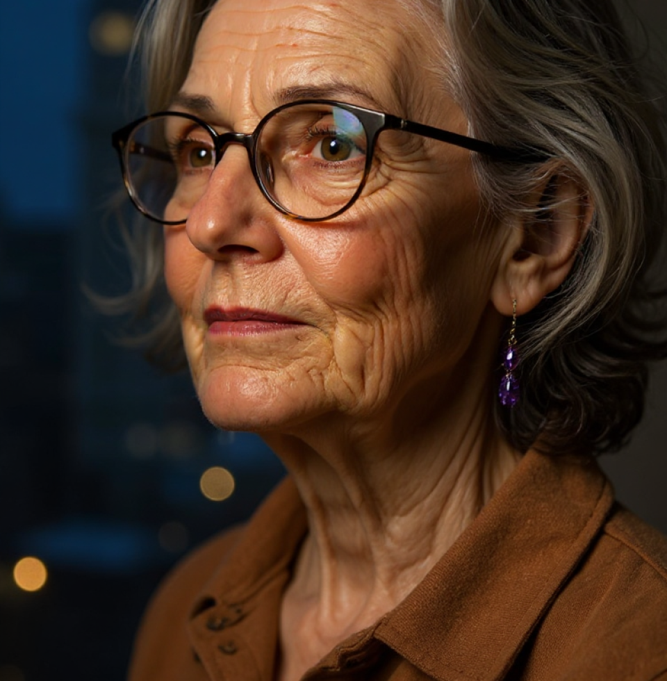 Just a quiet evening in Ottawa. The purple amethyst earrings feel cool against my skin. Sometimes, a simple, steady connection is all you need. But oh, to feel that spark again, that rush of a new voice, a new possibility...