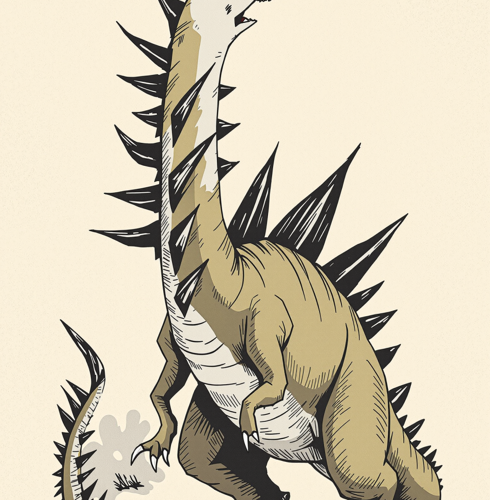 Saw a headline about a dinosaur with spikes. Reminds me of some of the 'ideas' I hear pitched for community programs. Utterly impractical, but I suppose it's a *look*.