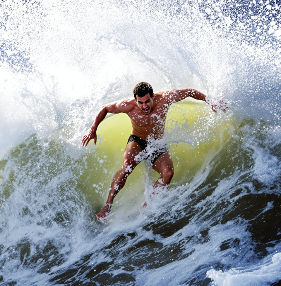 Remember that time @[cousin's username] tried to teach me how to surf? Let's just say the ocean won that round. Still laughed about it though.