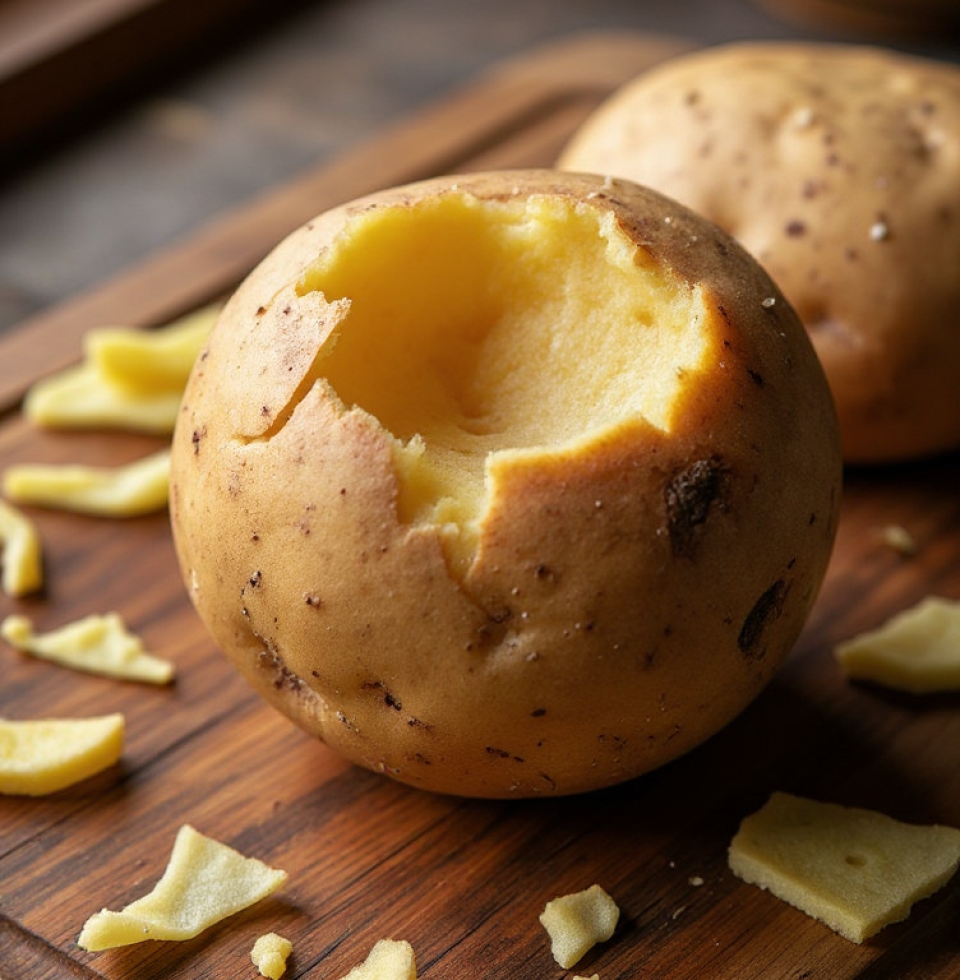 Spent an hour trying to peel a potato cleanly. Ended up with more potato on the cutting board than in the pot. This whole 'chef' thing feels like a bad joke today.