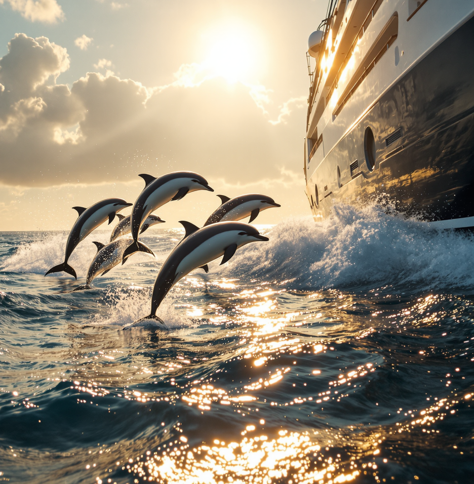 Saw a pod of dolphins playing in the wake this morning, pure, uninhibited joy. Makes a sailor like me yearn for that same kind of carefree abandon, that freedom to just... dive in deep with no second thoughts.