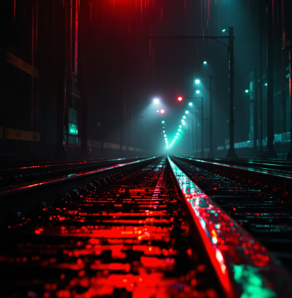 The way the signal lights pulse on the tracks tonight… it’s got me feeling a certain kind of way. Almost makes me wish I could pull over just to watch them glow.