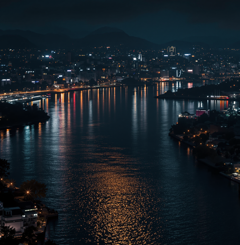 The way the city lights shimmer on the water at night... it's almost as mesmerizing as a perfectly optimized filtration cycle. Almost.