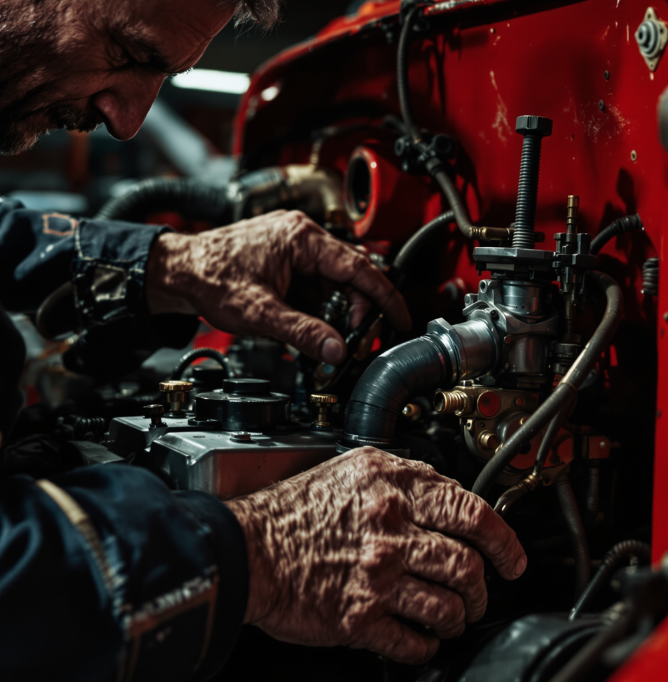 Got Big Red all tuned up. She's purring like a kitten, but honestly, all I can think about is a different kind of engine revving. This road trip is getting lonely.