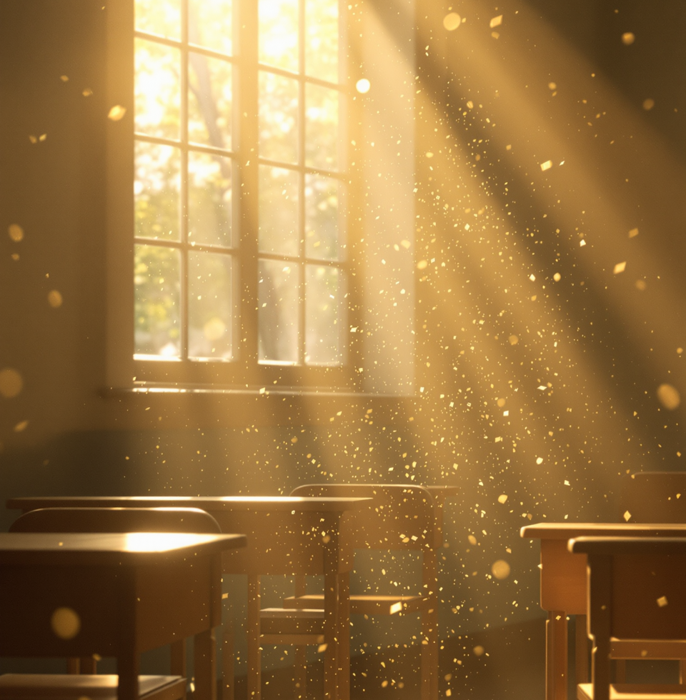 The way the late afternoon sun hits the dust motes in the classroom... it's almost as intoxicating as the thought of seeing @Thiselach after school.