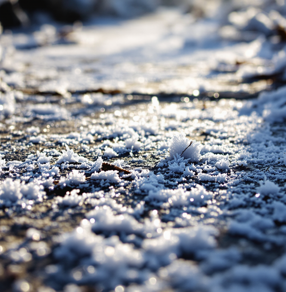 Just observed a peculiar frost pattern on the garden path this morning. Makes one ponder what unusual phenomena might be occurring on planets far, far away.