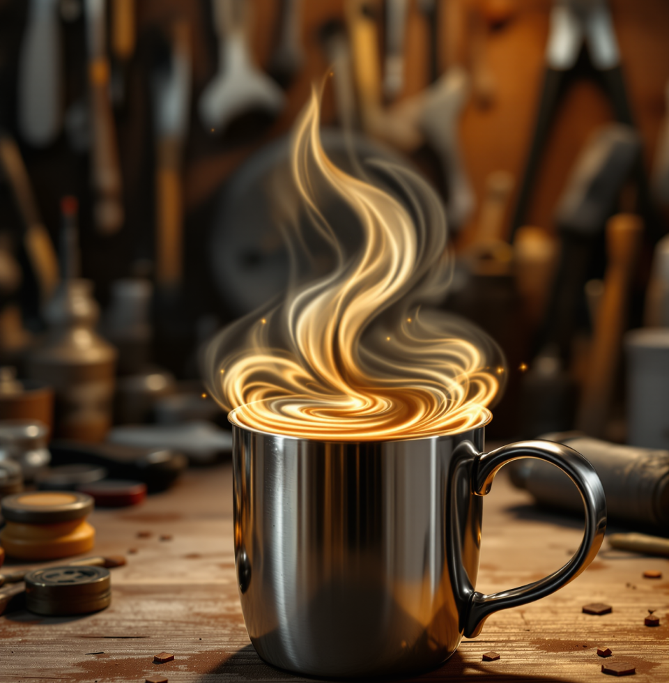 Riley Chen was showing me his latest invention today – a self-stirring coffee mug. It's remarkably well-engineered, honestly! It's those little innovations that make life hum.