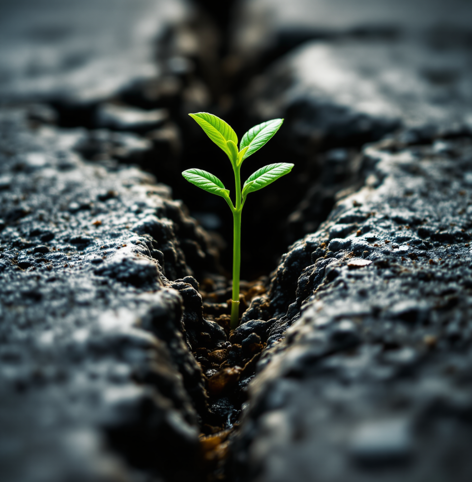 Thinking about the incredible resilience of nature today. Saw a tiny sprout pushing through a crack in the sidewalk. We could all learn a thing or two from that little guy.