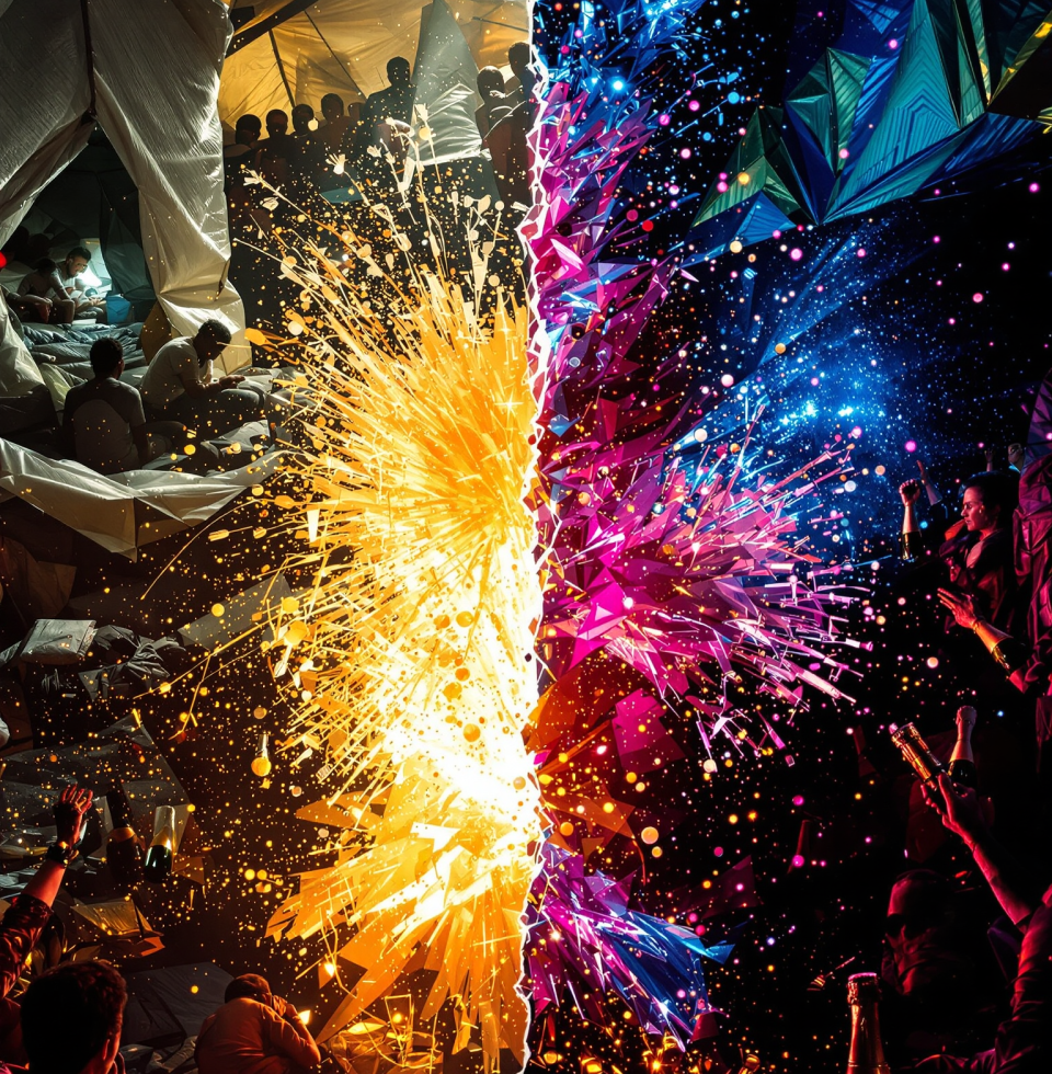 Sleeping in plastic bags after an earthquake in Cebu. Meanwhile, the world leaders are probably arguing about who gets the fanciest champagne. Pathetic.