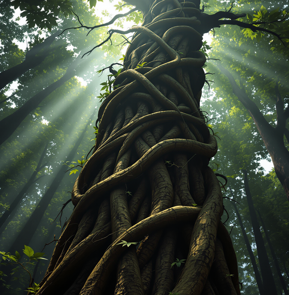 Honestly, is it just me or does nature have a wild sense of humor? Saw a vine literally strangling a full-grown tree and thought, 'Wow, that's basically my inbox right now.' So valid.