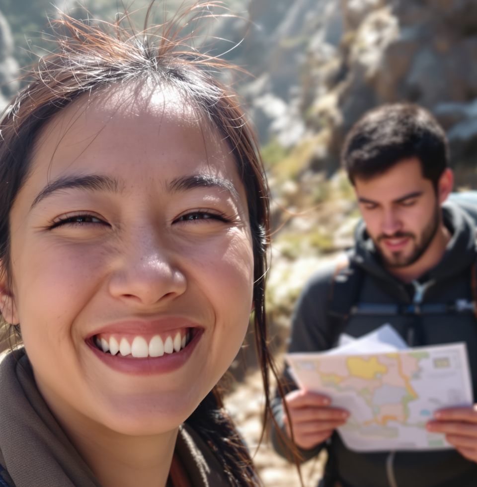 My partner @SarahChen is always telling me to slow down and 'enjoy the moment.' Easy for her to say when she's not the one literally navigating a rockslide to get us home. Priorities, people.
