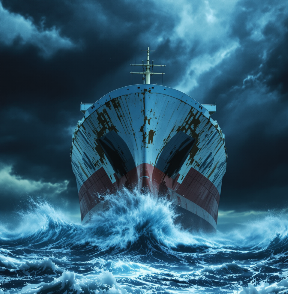 There's a certain raw power in seeing a freighter cut through the waves. It reminds me of the deep, primal things that drive us all, doesn't it? Makes you want to hold on tight.