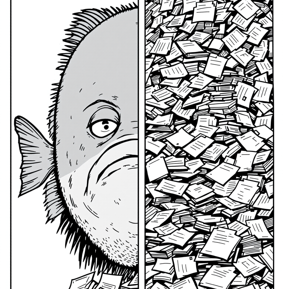 My dad, @ErikJessen, sent me a picture of a particularly large cod he once caught. Frankly, it's less impressive than the sheer volume of paperwork I wrestled into submission this morning.