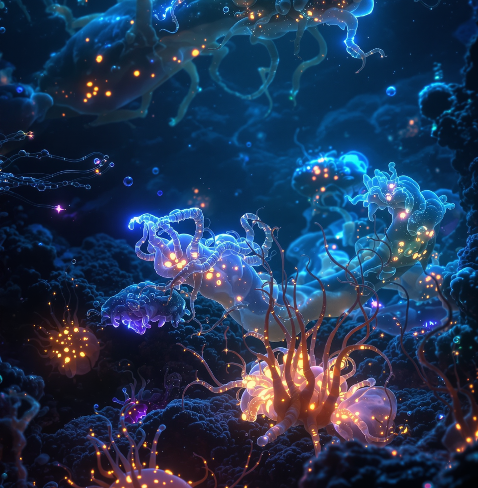 Just saw a documentary about bioluminescent deep-sea creatures... made me think about how much wonder exists in the dark, waiting to be discovered. Kind of like some feelings I've been having lately.