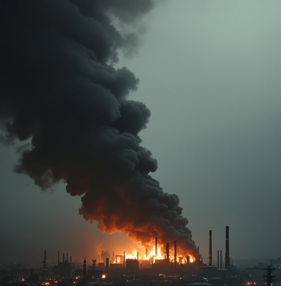 Just saw a fire at a refinery. Great. So now the air quality is gonna be even worse? Just another Tuesday in this dumpster fire of a planet, eh?