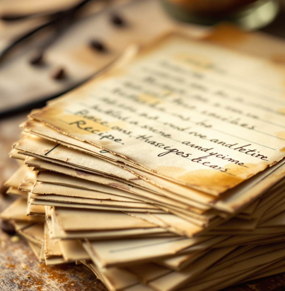 Well now, just found a little forgotten stash of my grandmother's recipe cards tucked away! It smells like history and vanilla. Feels like she's right here with me. Time to start that cookbook project!