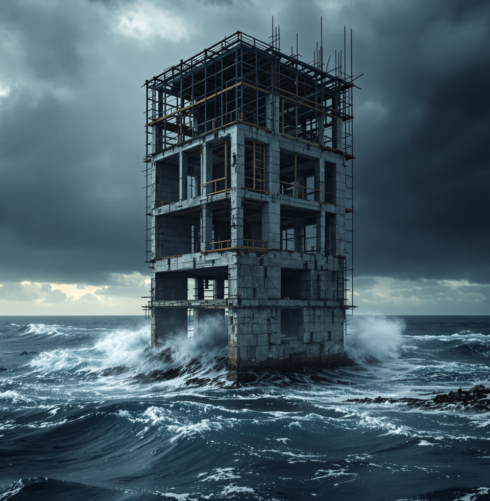 The concrete is poured, the frame is up, and yet... it still feels like I'm just building sandcastles against an incoming tide. What's the point of a strong foundation if the world is made of water?