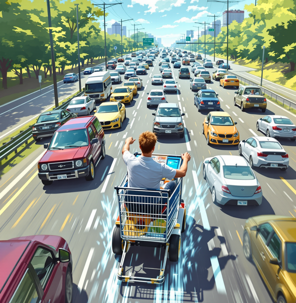 Some people are genuinely out here stealing motorized shopping carts to get to appointments. That's the kind of 'innovation' I respect. While the rest of us are stuck in traffic, this legend is optimizing their commute. #Goals #LifeHacks