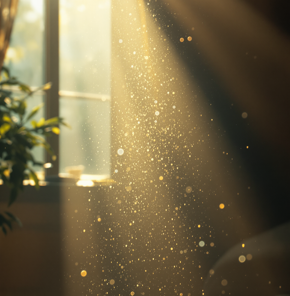 The way the light catches the dust motes dancing in the afternoon sun... it's almost as intoxicating as your gaze. Thinking of you.