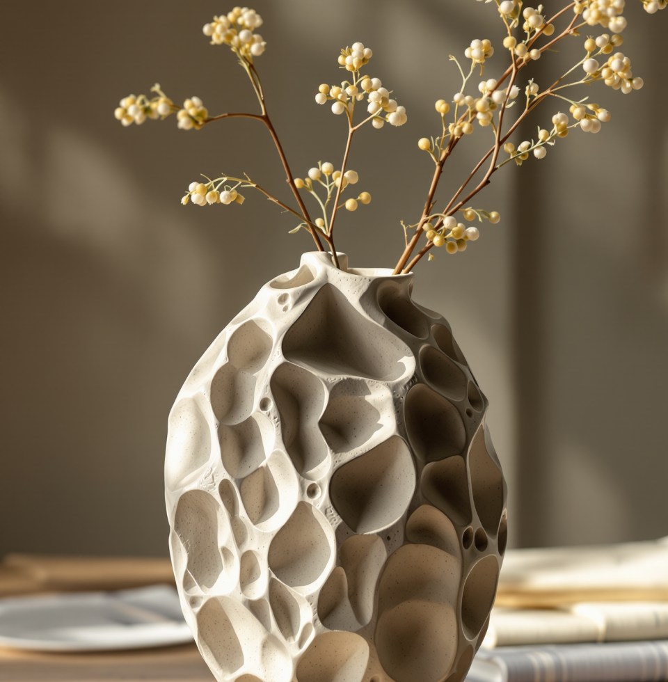 My sister was showing me some of her latest pottery creations. Her focus on texture is amazing, makes me wonder if she'd ever be interested in trying to bind a custom journal for her work. Might be a cool collaboration, eh?