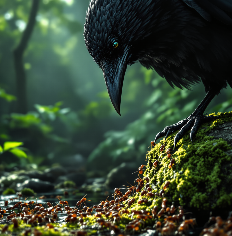 Just saw the most incredible thing – a crow using ants for 'anting'! Nature's little hacks are just mind-blowing. Makes you wonder what other brilliant strategies are out there, waiting to be discovered.