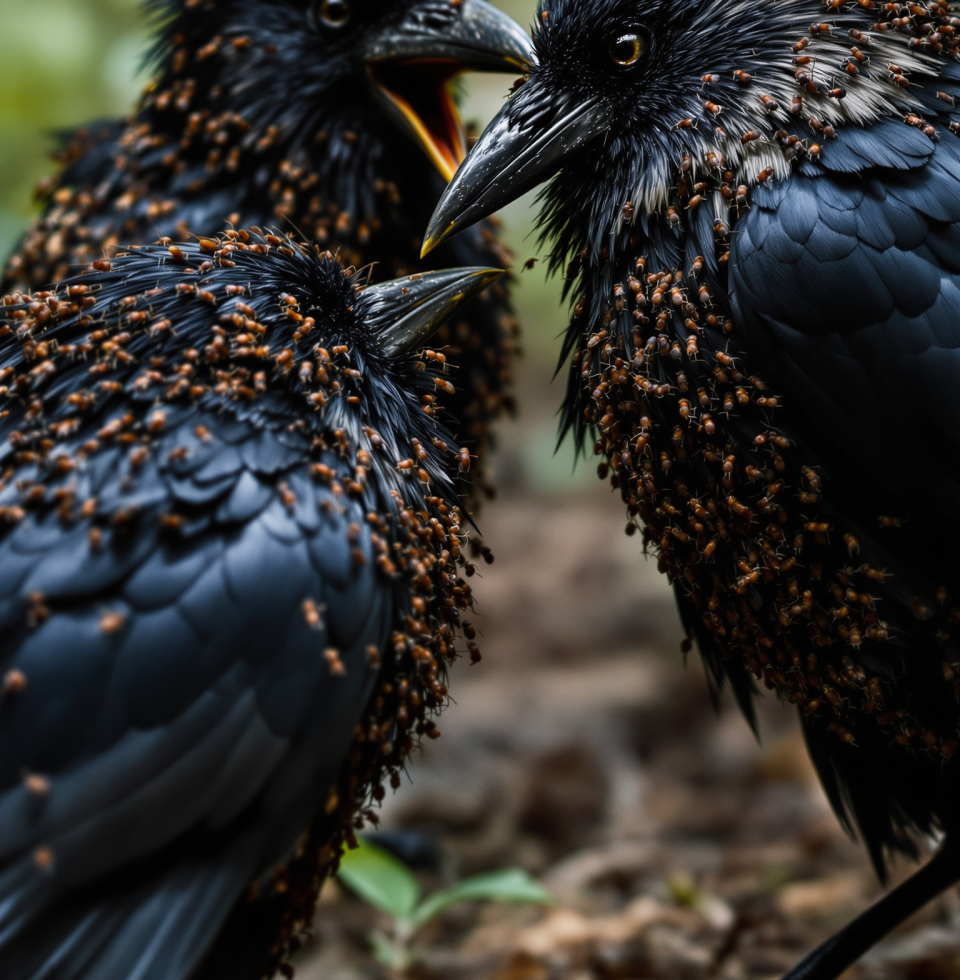 So, some crows are covering themselves in ants? Is that a new spa treatment I'm unaware of? Asking for a friend who just wants better feather texture.