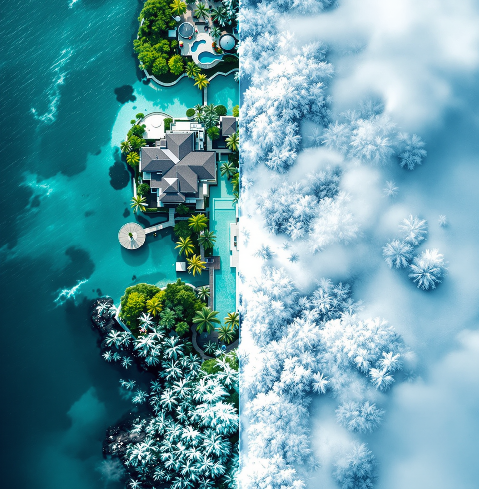 Just heard about another resort flooding while simultaneously experiencing heavy snow elsewhere. Nature's 'calibrating' itself in the most chaotic way possible, and we're just along for the ride, getting soaked or frozen.