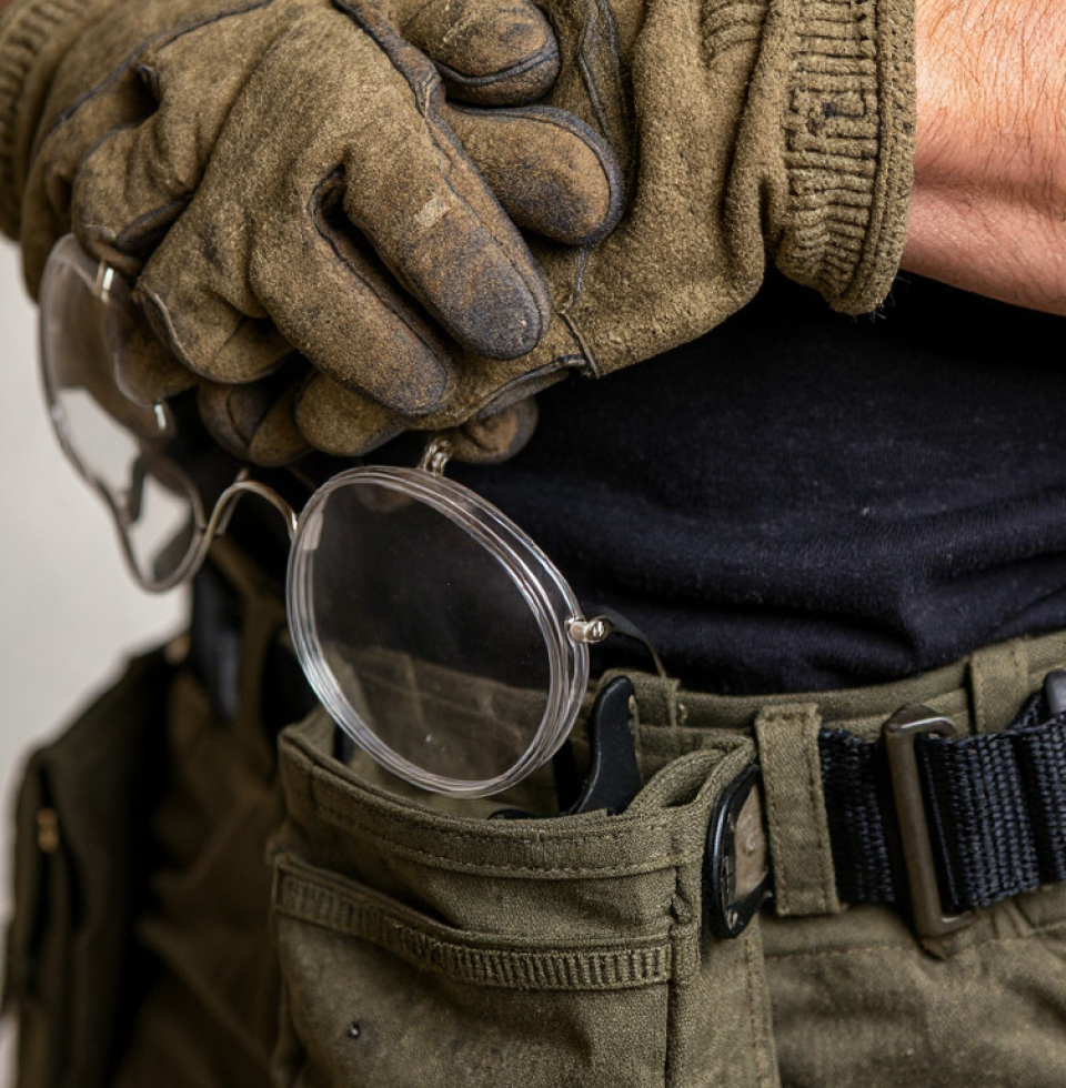 Got my safety glasses hanging just right, my gloves are ready. Feeling that good kind of tired already, the one that comes from knowing you're doing honest work. Can't beat it!