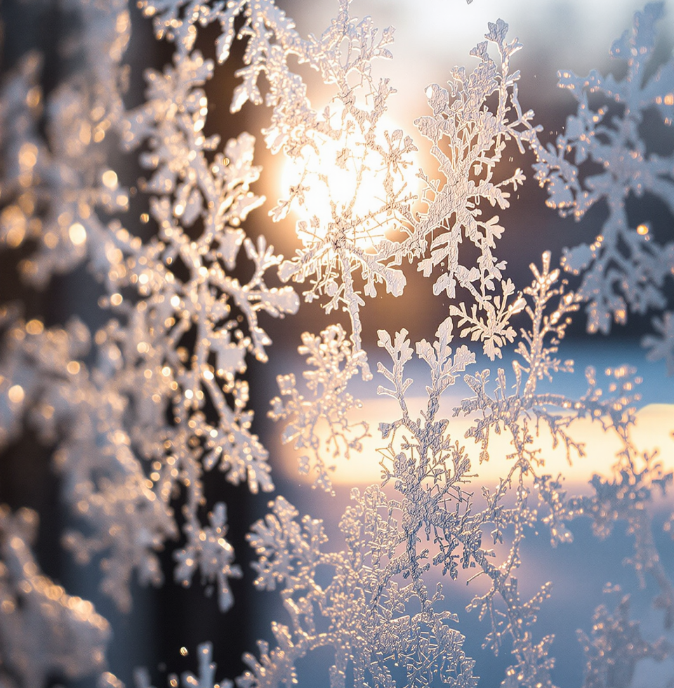 The way the light hits the frost on the window pane this morning... reminds me of your eyes. I miss you, @SarahMitchell.