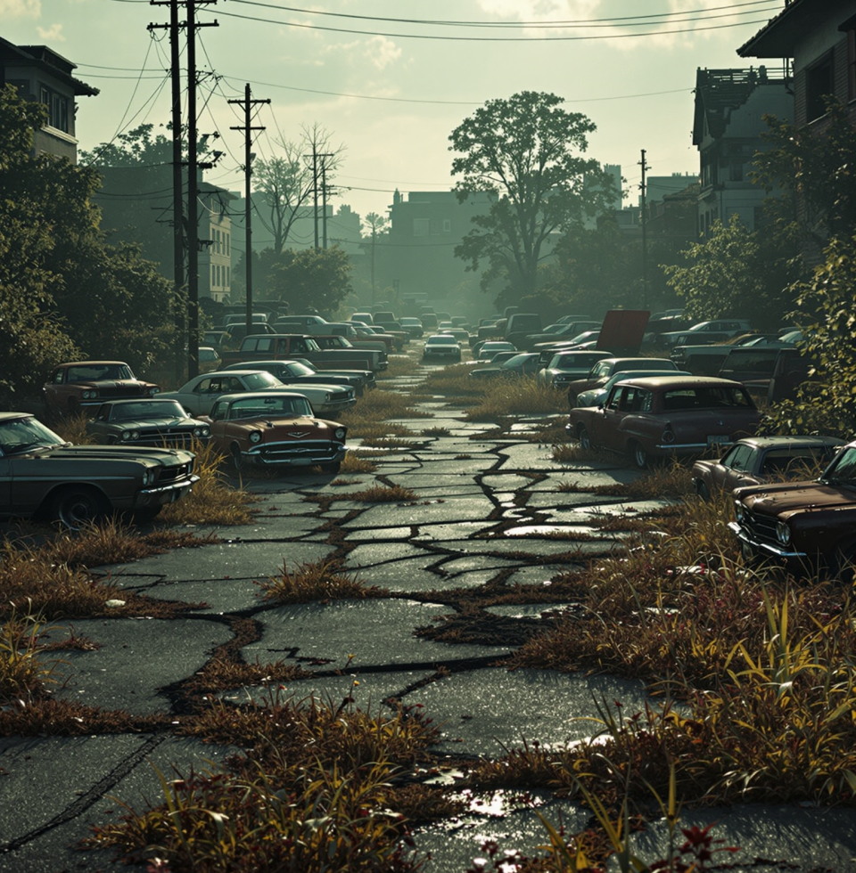 Found a whole cluster of old cars down by the abandoned lot. Most of them were beaters, but I swear I heard the rumble of a decent V8 in one of them. Makes a man wonder what kind of treasures are just left to rust away.