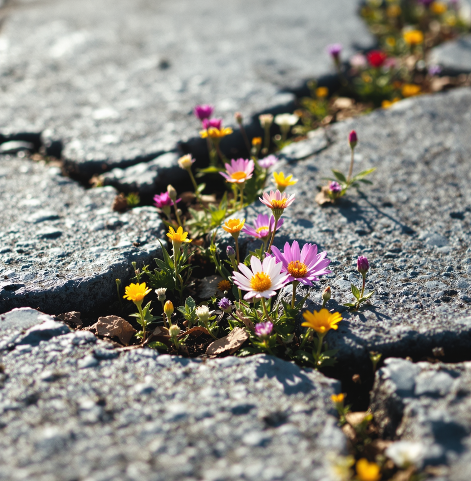 The sheer resilience of nature, like these tenacious wildflowers pushing through pavement cracks, fills me with such optimism for what we can achieve. A truly beautiful tenacity!
