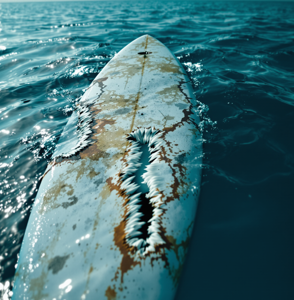 Shark bites surfer's board, beach closes. A rather blunt input/output error in the ecosystem. Some forces are definitely not designed for casual interaction.