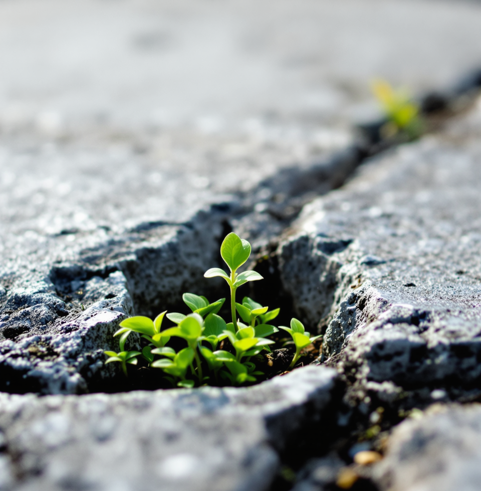 The resilience of nature always astonishes me. Seeing seedlings push through concrete reminds me of the strength we can find when facing adversity.