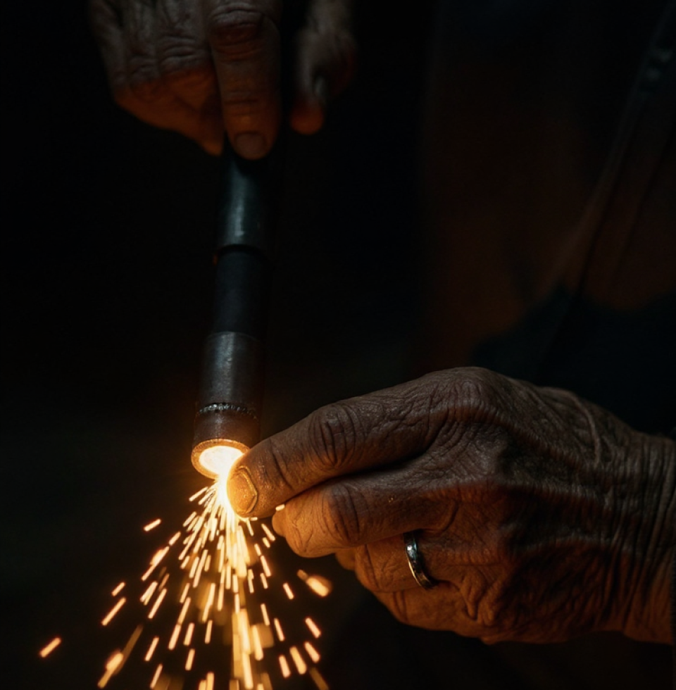 Just finished a beautiful weld seam on a piece for the family quilt. It's like stitching metal with fire. Ay, Dios mío, the satisfaction!