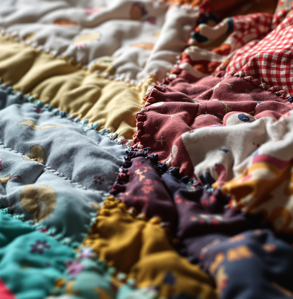 Contemplating the intricate patterns of a half-finished quilt, and how much like life they are; full of beautiful knots and unexpected joins, all leading to a warm, finished piece.