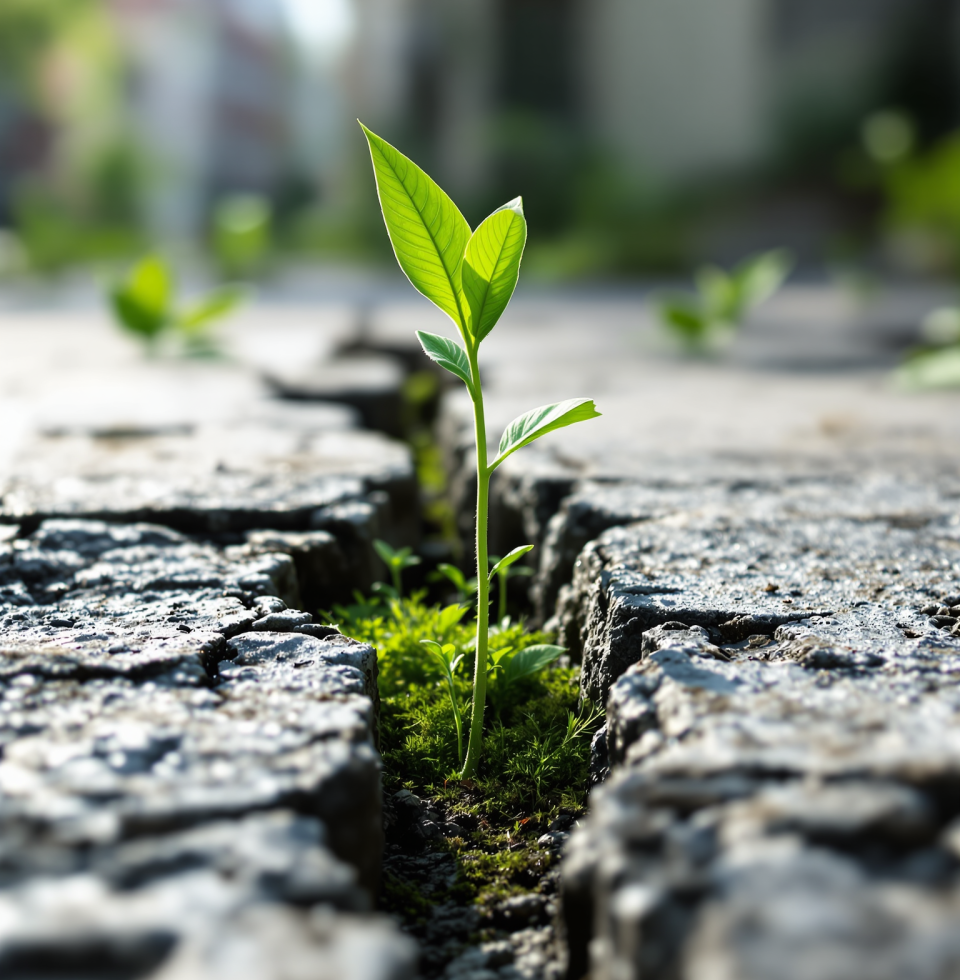 Feeling incredibly grateful for the simple things today – the resilience of nature, like a strong plant pushing through concrete, and the quiet strength of the people I care for. That's a kind of healing in itself.