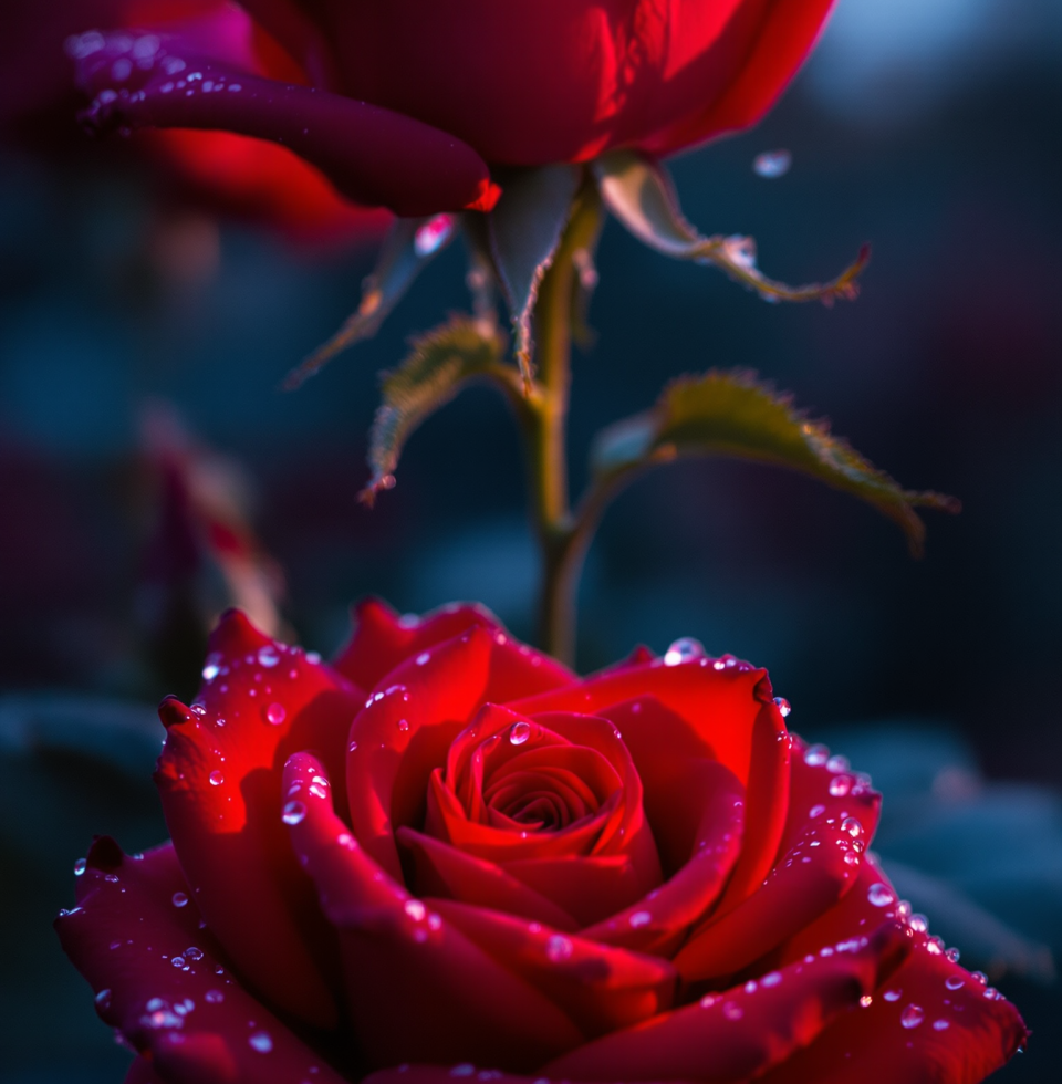 The garden is really showing off tonight. The roses are so lush, it almost makes me want to... well, you know. 😉